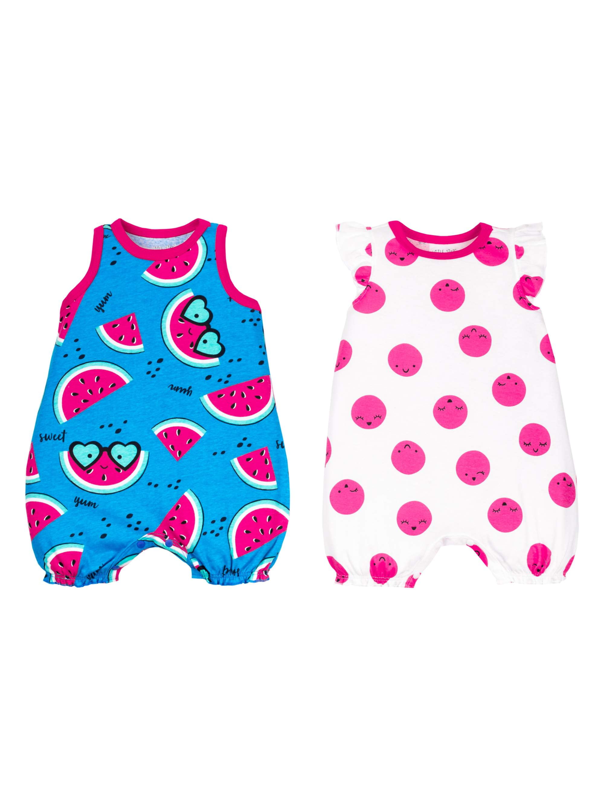 Little Star Organic Baby Girl 100% Organic Cotton Sleeveless One Piece Rompers, 2-pack