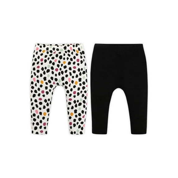 Little Star Organic Baby Girl 2 Pk Harem Legging Jogger Pants, Size Newborn - 24 Months