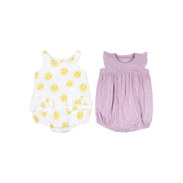Jimmy Star Rompers Little Star Organic Baby Girl 2 Pk Sleeveless Bubble Rompers, Size ...