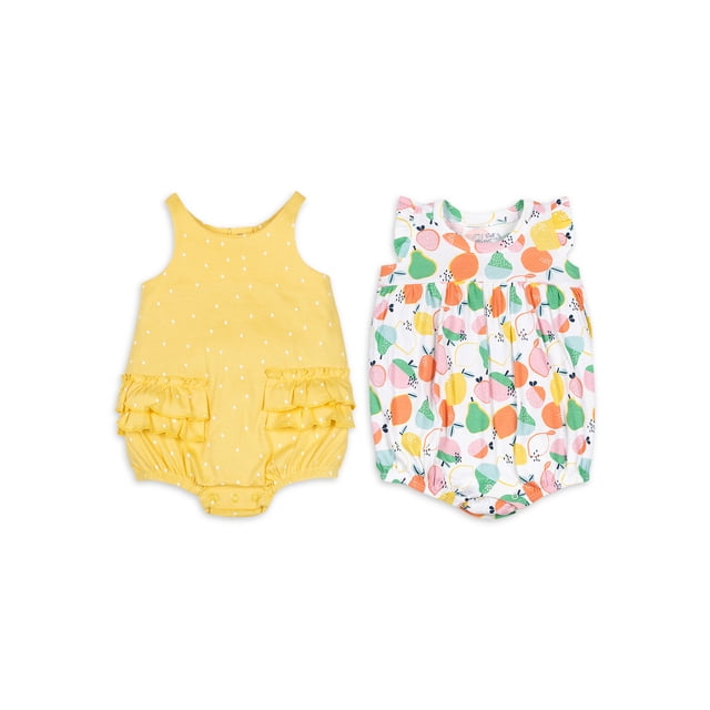 Jimmy Star Rompers Little Star Organic Baby Girl 2 Pk Sleeveless Bubble Rompers, Size ...