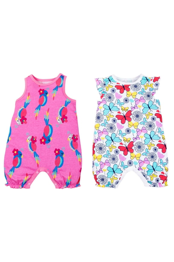 Baby Girl 2 Pk Sleeveless Rompers, Size Newborn - 24 Months