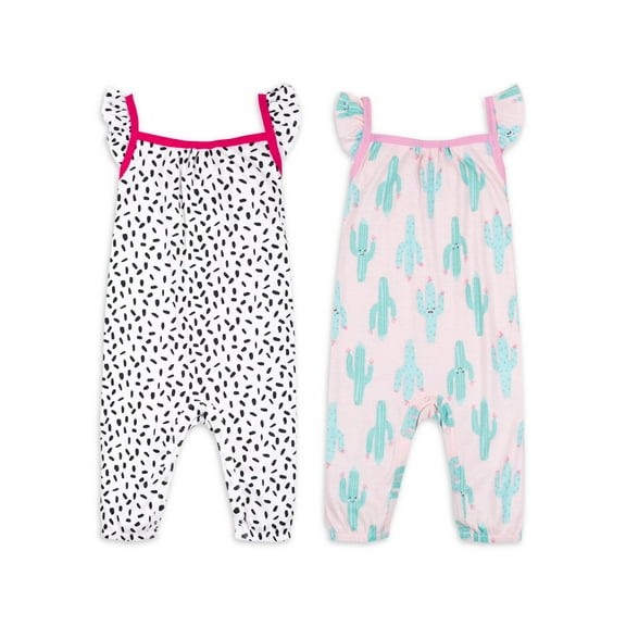 Little Star 100% Organic Cotton 2 Pack Baby Girl Rompers