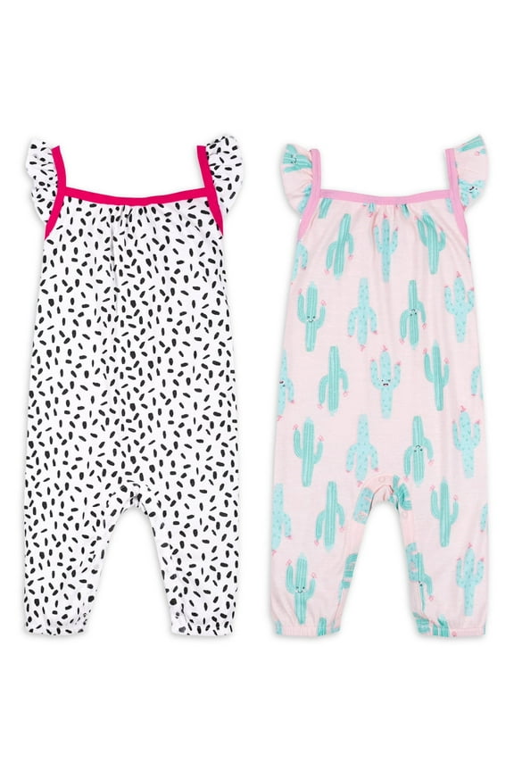 Little Star 100% Organic Cotton 2 Pack Baby Girl Rompers