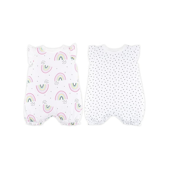 Little Star 100% Organic Cotton 2 Pack Baby Girl Rompers