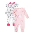 thumbnail image 1 of Little Star Organic Baby Girl 2Pk Rompers, Size Newborn - 24M, 1 of 5