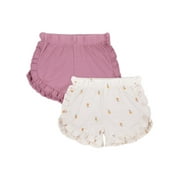 Little Star 100% Organic Cotton 2-Pack Baby Girl Knit Shorts