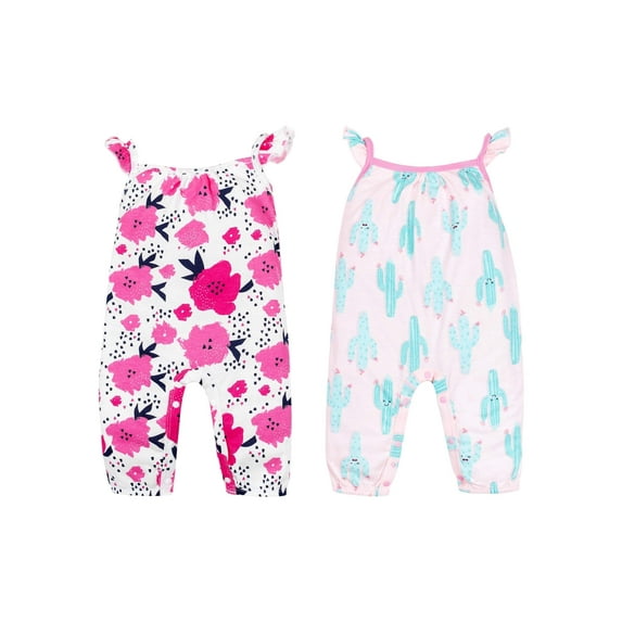 Little Star 100% Organic Cotton 2 Pack Baby Girl Rompers