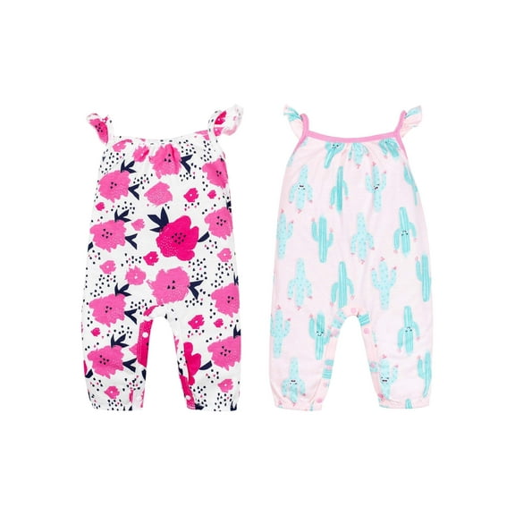 Little Star 100% Organic Cotton 2 Pack Baby Girl Rompers