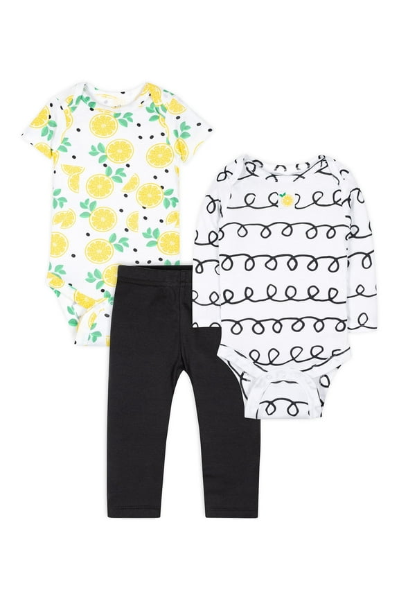 Little Star 100% Organic Cotton 3 Piece Baby Girl Outfit Set