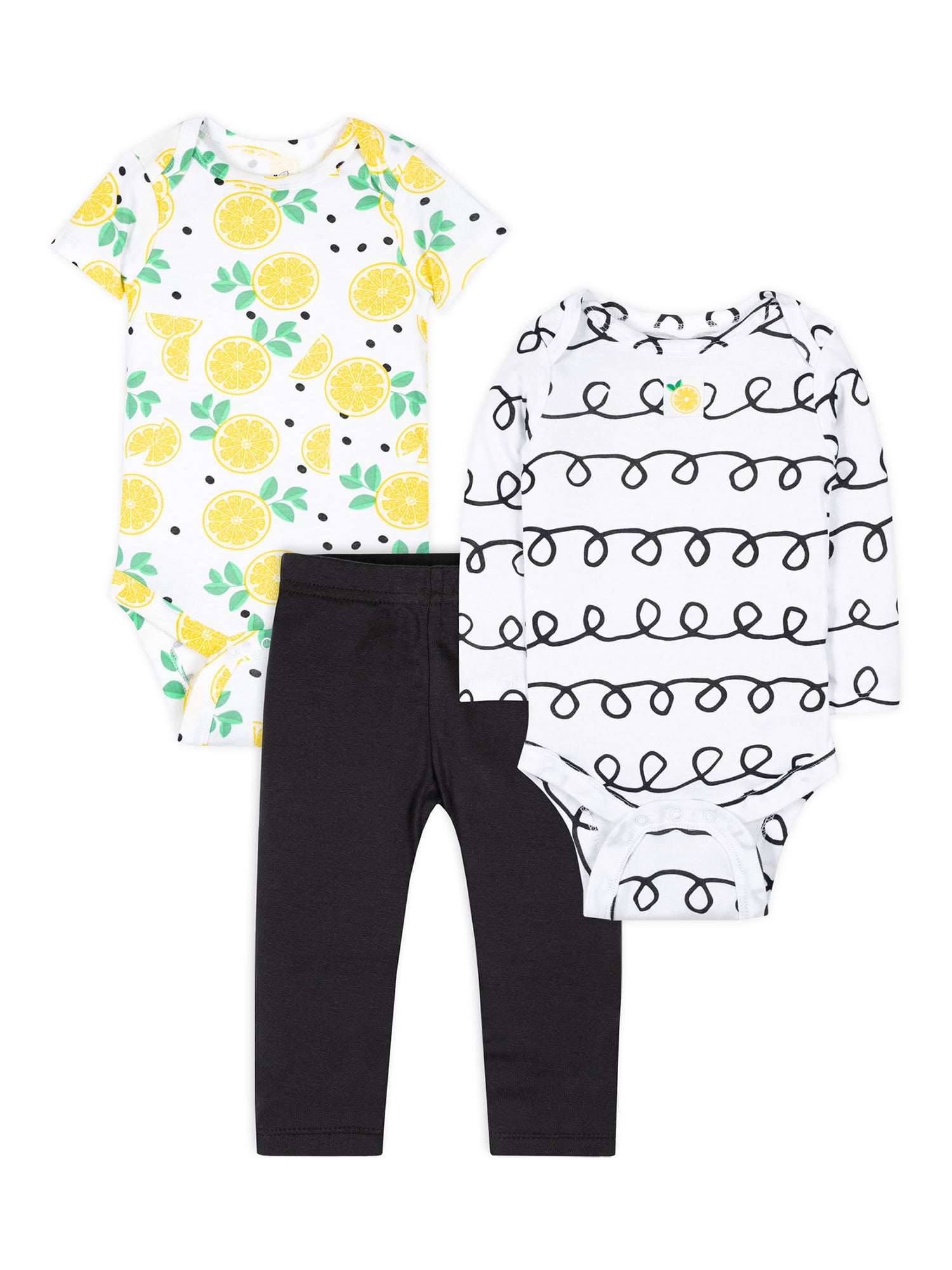 Little Star Organic Baby Girl 3Pc Outfit Set, Size NB-24M