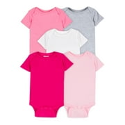 Little Star Organic Baby Girl 5 Pk Short Sleeve Bodysuits, Size Newborn - 24 Months