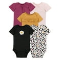 thumbnail image 1 of Little Star Organic Baby Girl 5Pk Short Sleeve Bodysuit, Size Newborn - 24M, 1 of 9
