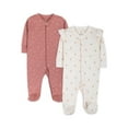 thumbnail image 1 of Little Star Organic Baby Girl Sleep 'N Play Footed Pajama, 2-Pack, Sizes Newborn-9 Months, 1 of 13