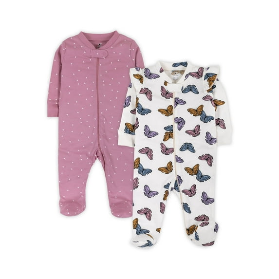 Little Star 100% Organic Cotton 2Pk Baby Girl Sleep 'N Play