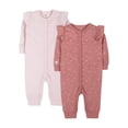 thumbnail image 1 of Little Star 100% Organic Cotton 2 Pack Baby Girls Sleep N Play, 1 of 14