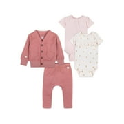 Little Star 100% Organic Cotton 4 Piece Baby Girl Outfit Set