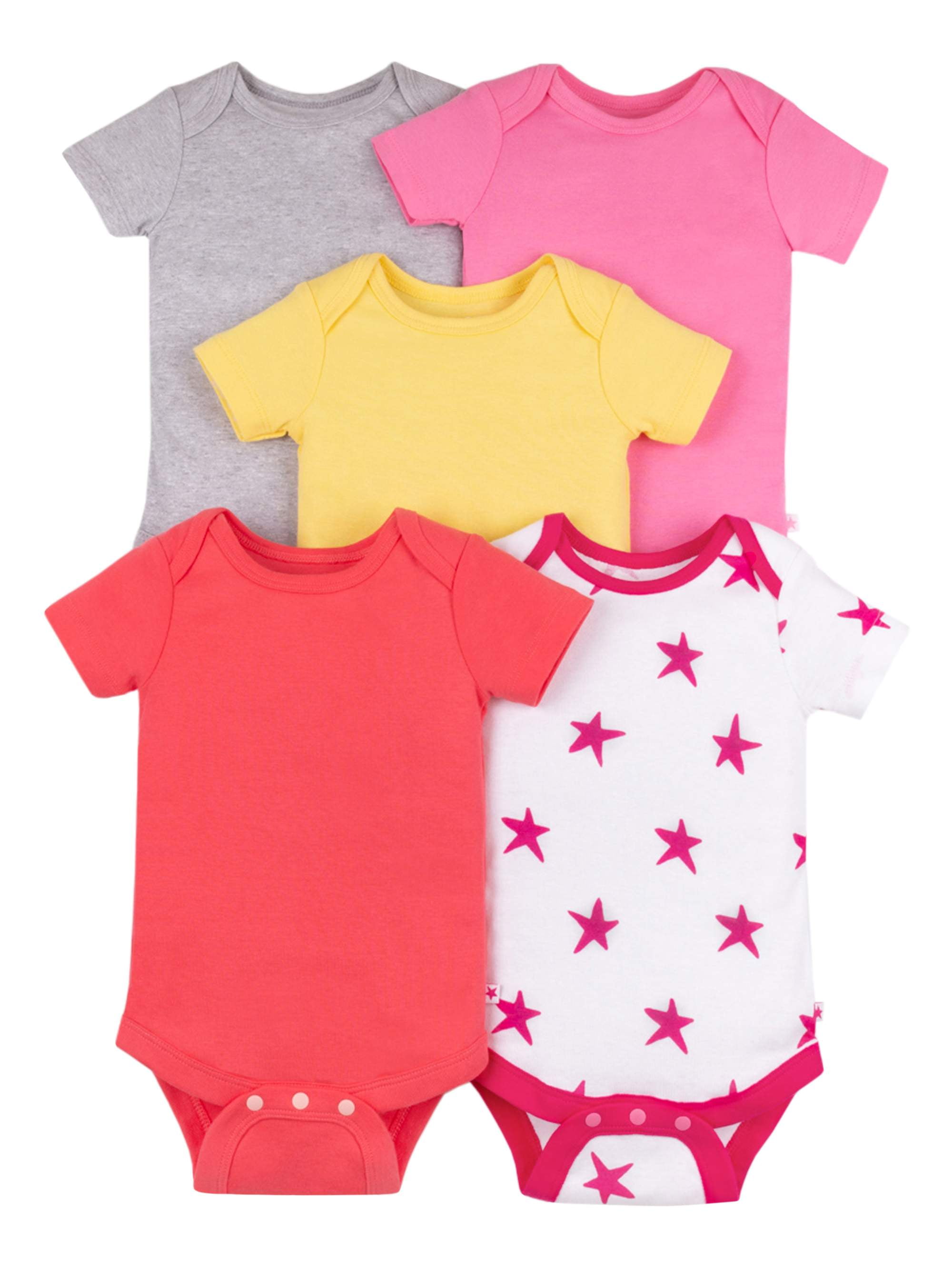 Little Star Organic Baby Girls 5pk Short Sleeve Pure Organic True
