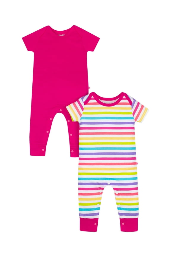 Baby Girls Short Sleeve Pure Organic True Brights Rompers