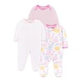 thumbnail image 1 of Little Star Organic Baby Girls Sleep 'N Play Pajamas 3-Pack (NB-9M), 1 of 5