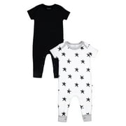 Little Star Organic Baby Girls or Baby Boys Short Sleeve Pure Organic True Brights Rompers