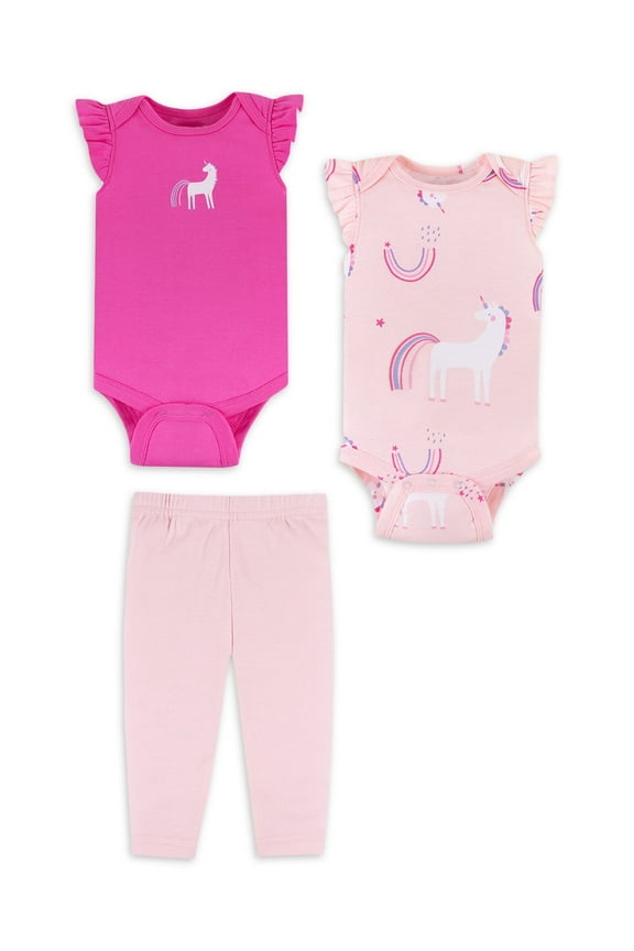 Little Star 100% Organic Cotton 3-Piece Baby Girl Outfit Set