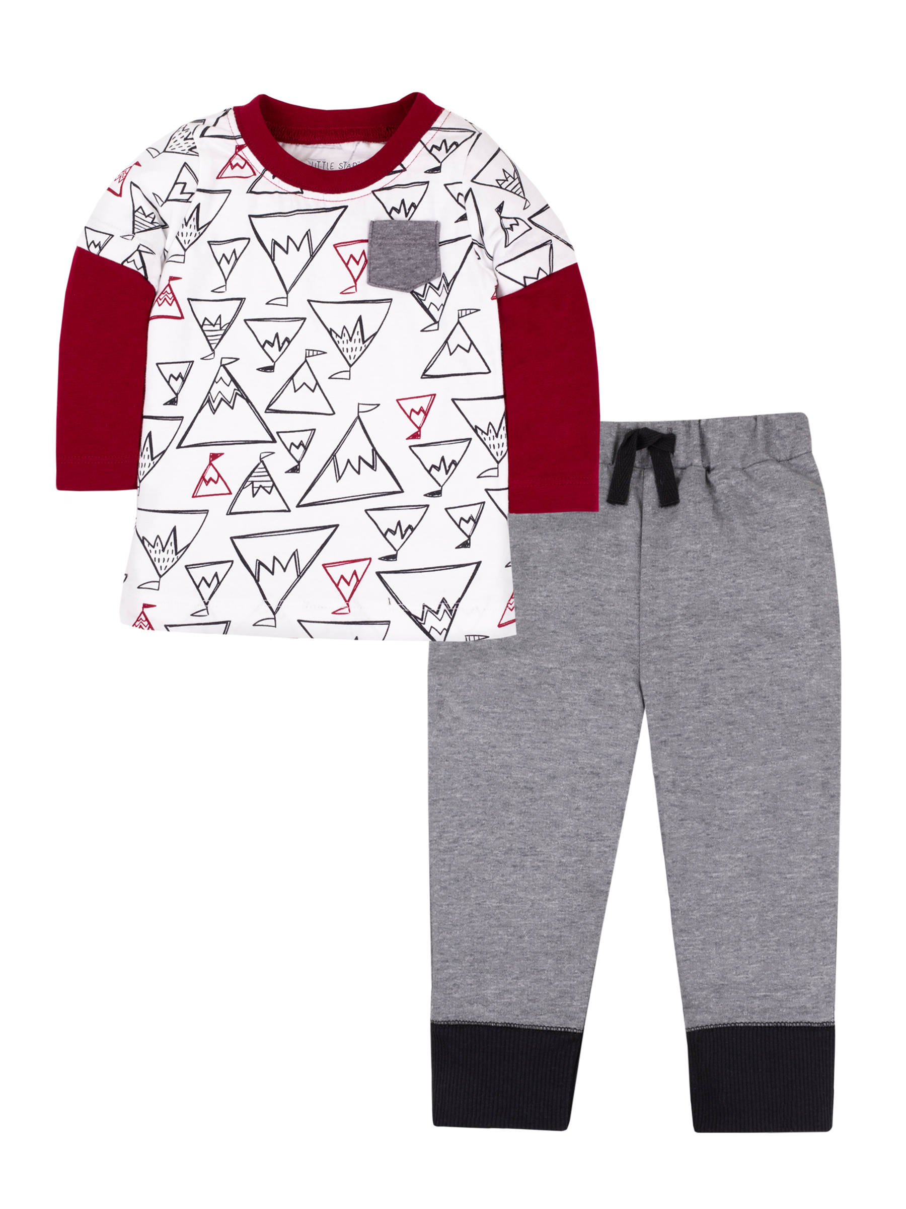 Little Star Organic Baby & Toddler Boy 2 Pc Long Sleeve Shirt & Pants Set, Size 3 Months-5T - image 1 of 5