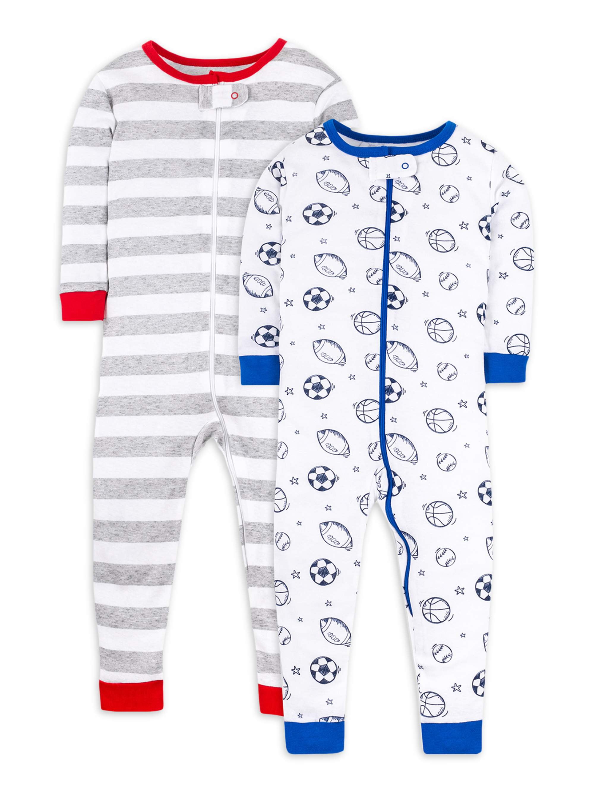 Little Star Organic Baby & Toddler Boy 2 Pk Footless Full Zip Snug Fit