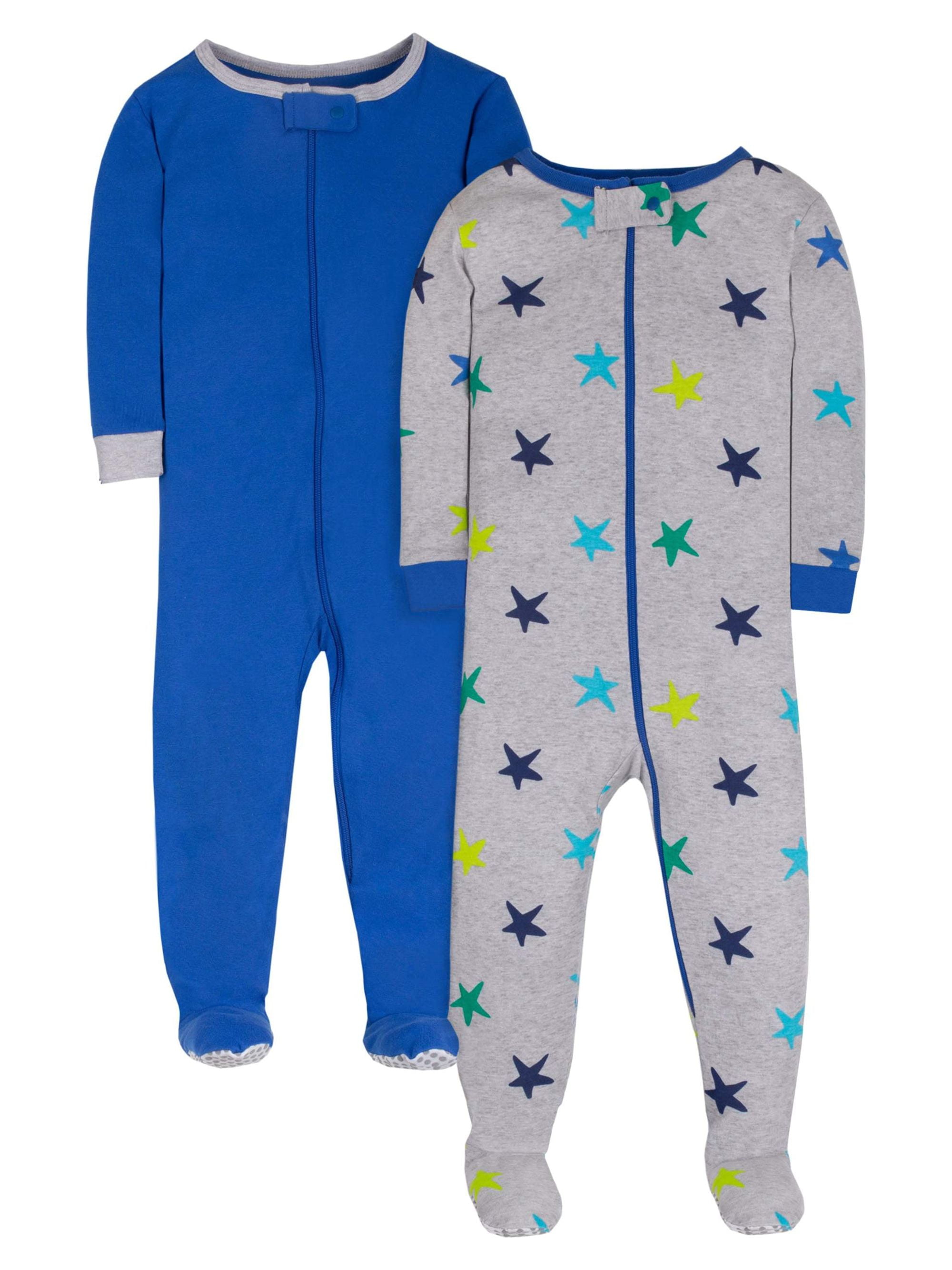 Little Star Organic Toddler Boy 2Pk Footed Stretchie Pajamas Size