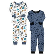 Little Star Organic Baby & Toddler Boy 4 Pc Long Sleeve & Long Pant Pajamas, Size 9 Months - 5T