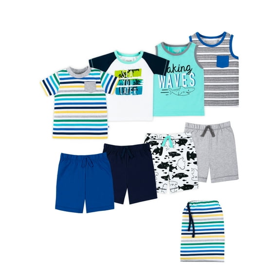 Little Star Organic Baby Toddler Boy Mix 'n Match Outfits Star-Pack, 8pc Gift Bag Set