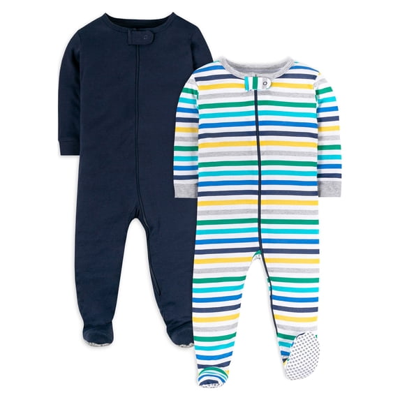 Little Star Organic Baby & Toddler Boy Pajama Sleeper, 2-Pack, One-Piece, Sizes Newborn-5T