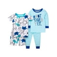 thumbnail image 1 of Little Star Organic Baby Toddler Boy Short Long Sleeve Snug Fit Cotton Pajamas, 4pc Set, 1 of 5