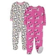 thumbnail image 1 of Little Star Organic Baby & Toddler Girl 2 Pk Footed Full Zip Snug Fit Pajamas, Size 9 Months - 5T, 1 of 7