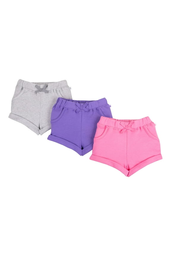 Little Star 100% Organic Cotton 3-Pack Baby Girl Knit Shorts