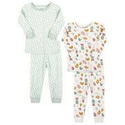 Little Star Organic Baby & Toddler Girl 4 Pc Long Sleeve & Long Pant Pajamas, Size 9 Months - 5T