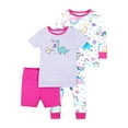thumbnail image 1 of Little Star Organic Baby & Toddler Girl 4 Pc Short & Long Sleeve Shirt with Shorts & Pants Snug Fit Pajamas, Size 9 Months-5T, 1 of 7