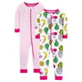 thumbnail image 1 of Little Star Organic Baby Toddler Girl Snug Fit Cotton Footed 1pc Pajamas, 2-pack, 1 of 5
