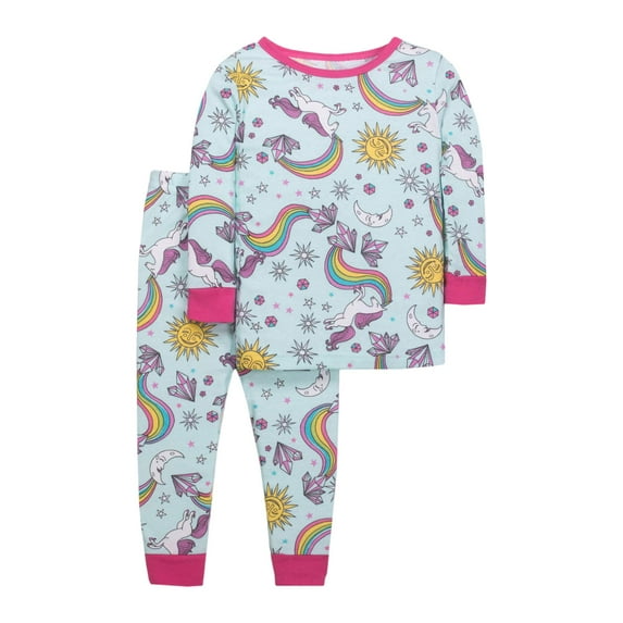 Little Star Organic Baby Toddler Girl Snug Fit Cotton Long Sleeve Pajamas, 2pc Set