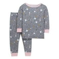thumbnail image 1 of Little Star Organic Baby Toddler Girl Snug Fit Cotton Long Sleeve Pajamas, 2pc Set, 1 of 4