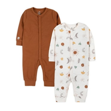 Little Star Organic Baby Unisex 2Pk Coveralls, Size Newborn-12M