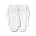 thumbnail image 1 of Little Star 100% Organic Cotton 4 Pack White Bodysuit Long Sleeve, 1 of 9