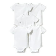 Little Star Organic Baby Unisex 5 Pk Short Sleeve Bodysuits, Size Preemie-24 Months
