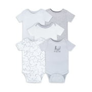 Little Star Organic Baby Unisex 5Pk Short Sleeve bodysuits, Size Newborn-24M