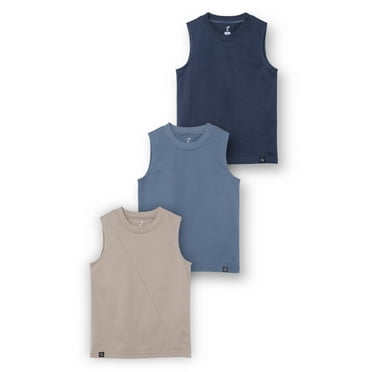 Little Star Organic Boys 3Pk Muscle Tank Tops, Size 6-10
