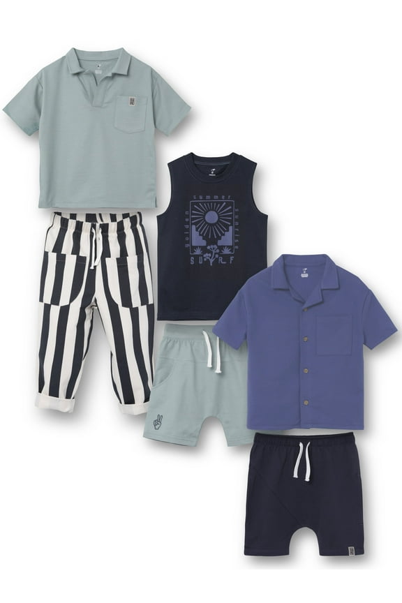 Little Star 100% Organic Cotton 6-Piece Boys Outfit Set