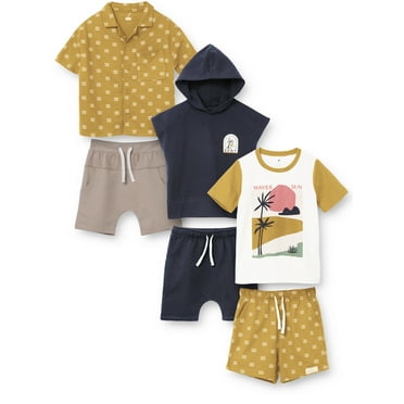 Little Star Organic Boys 6Pc Mix & Match Bundle Set, Sizes 6-10