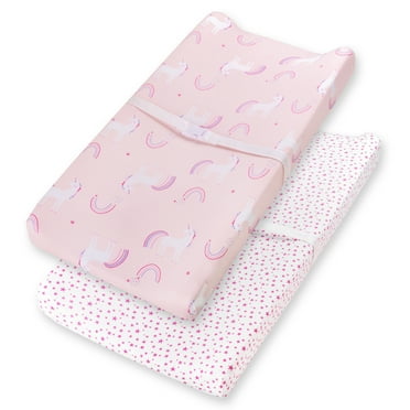 Little Star Organic Changing Pad Cover, 2 Pk, Unicorn Dreams