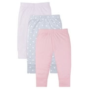 Little Star Organic Cotton Baby Girl 3 Pk Pastel Knit Pants, Size Newborn-24 Months
