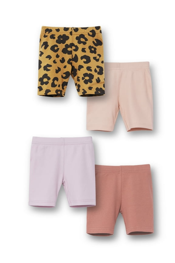 Girls 4 Pk Bike Shorts, Sizes 6-10