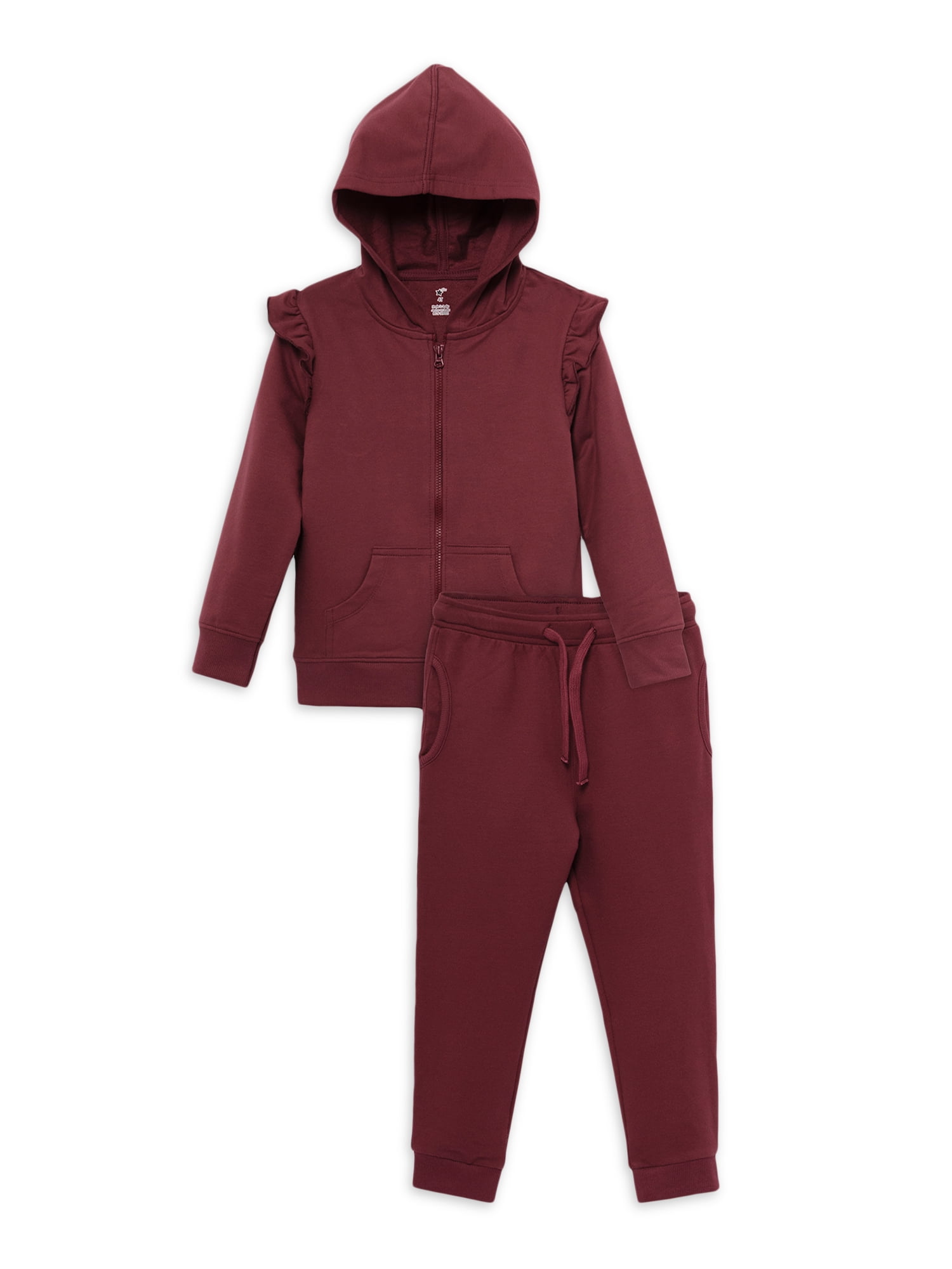Little Star Organic Girls Full Zip Ruffle Hoodie and Jogger Set 2 Piece Sizes 6 10 Walmart